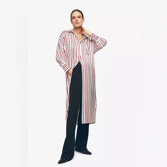 NWT Anine Bing Milly Silk Red Striped Dress - Picture 6 of 10